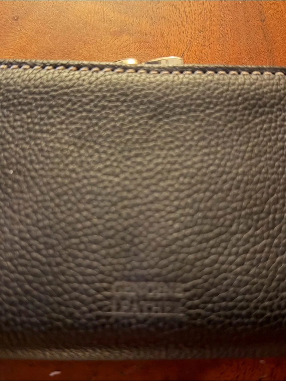 LIKE NEW BLACK LEATHER WALLET WITH CLASSIC STITCH AND SILVER HARDWARE